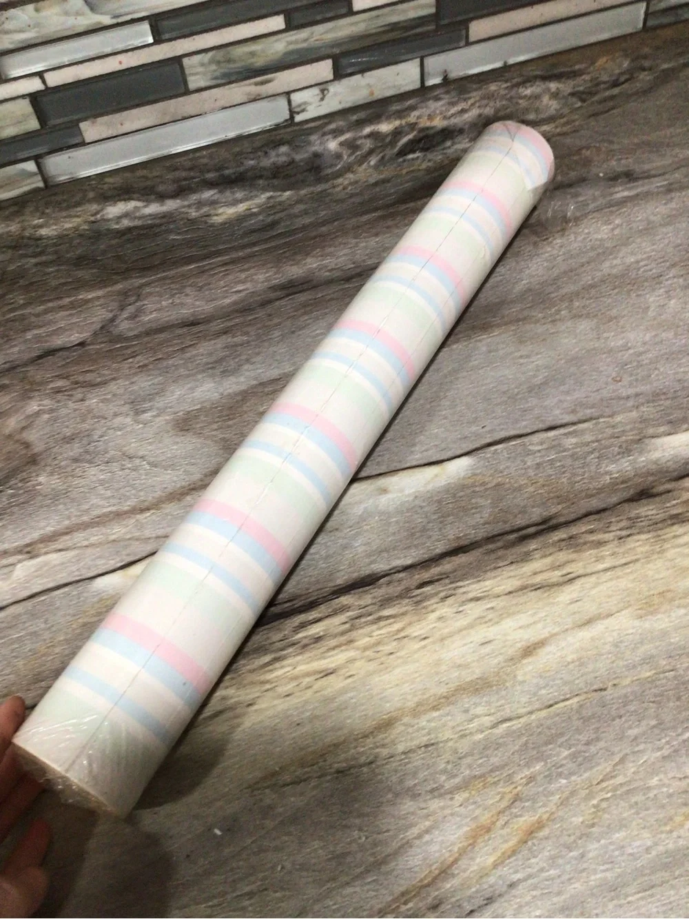 Vintage 1980s Storeys Home Lover Pastel Stripe Vinyl Wallpaper Roll Sealed UK.
